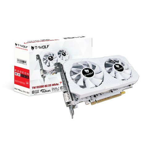 Card màn hình AMD Radeon RX 580 8GB T-WOLF White dual fan GDDR5 2304 SP