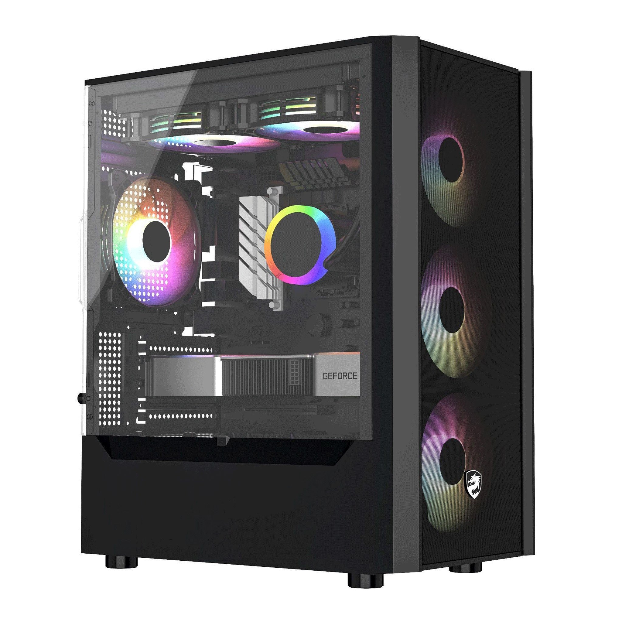 Case Vitra Cruise AX3 Đen Micro ATX 4 fan RGB - PC Gaming Ryzen 5 5500 RX 6500 XT