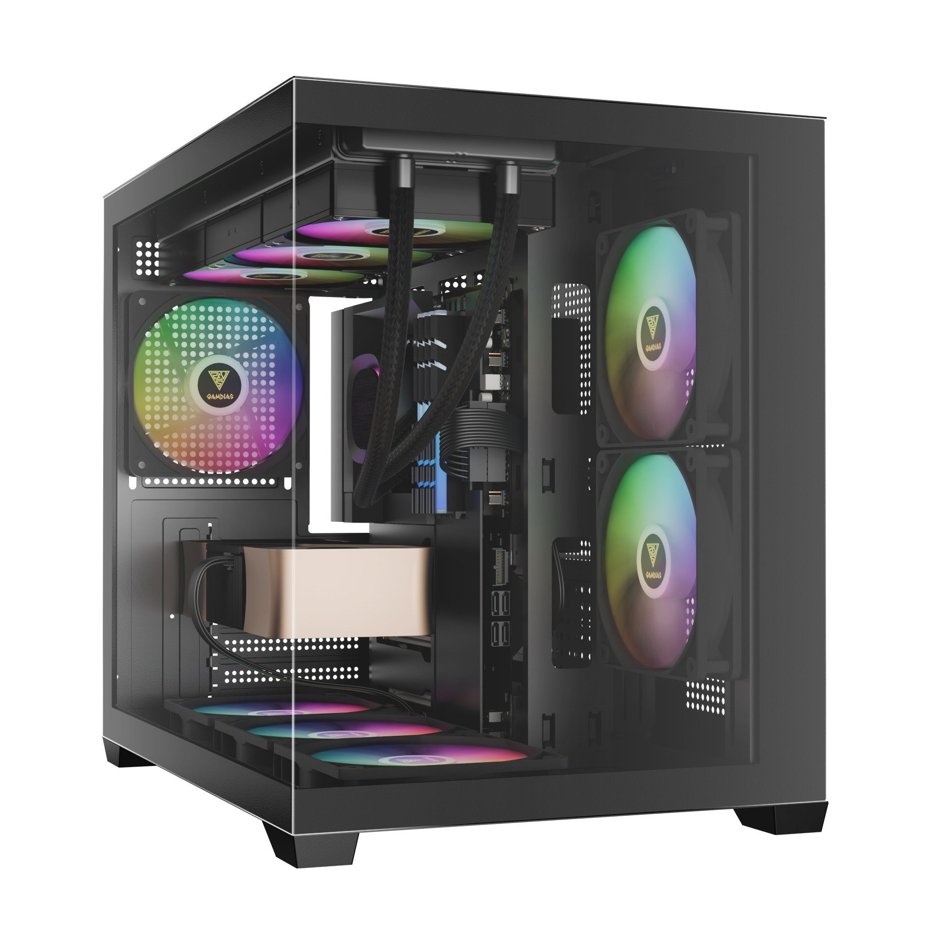 Vỏ Case Gamdias GC10M V2 ARGB M-ATX kèm sẵn 3 fan ARGB