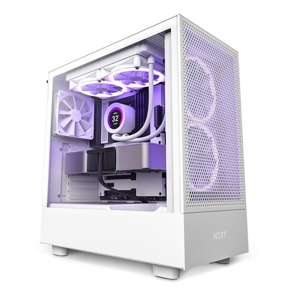 Vỏ Case NZXT H5 Flow RGB White — airflow tốt thẩm mỹ cao