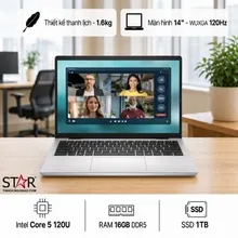 Laptop Dell 14 DC14250 F0FTK5 | i5-120U, 16GB DDR5, SSD 1TB NVMe, 14" WUXGA, WVA, 120Hz, Windows 11 SL + Office, Bạc
