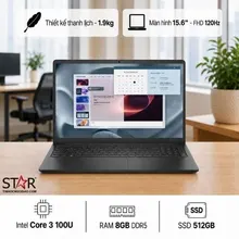 Laptop Dell 15 Pro Essential PV 15250 (VKVKD) | Intel Core 3-100U, 8GB DDR5, SSD 512GB NVMe, 15.6" FHD IPS 120Hz, Intel Graphics, Dos/Ubuntu, Đen